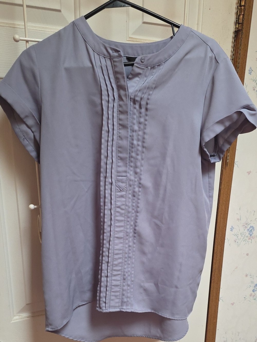 Simply Vera Vera Wang Slate Blue Pintuck Short Sleeve Blouse